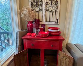 Red table and Iron decor