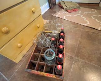 Vintage coke cabinet and yellow chest