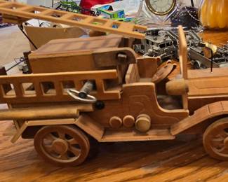 Wood Firetruck Music Box