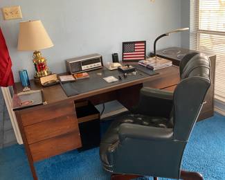 Desk with leather chair