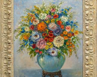 Edith Montlack (New York, 1914-2003), floral arrangement in vase, oil on canvas