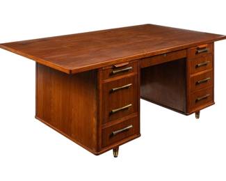 Jackson maker marked mid-century executive style wooden desk