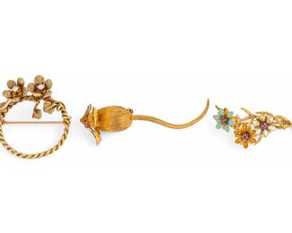 18K and 14K Gold Brooches