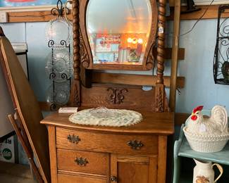 Nice wood washstand with mirror
