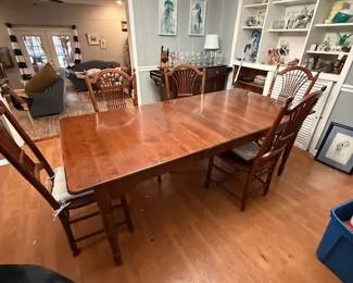 60" x 38 " without insert.   A perfect piece for entertaining or for at home with a few.  $200  or Dining Table alone $140 ,  Chairs $25 each