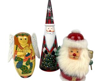#163 • Three Holiday Nesting Nesting Dolls - Two Santas and an Angel
