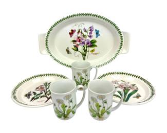 #102 • Portmeirion China - "Botanic Garden" Platter, Plates & Mugs - England
