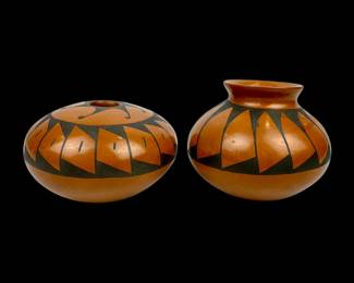 #170 • 2 Mata Ortiz Mexican Art Pottery - One signed Miguel Lopez
