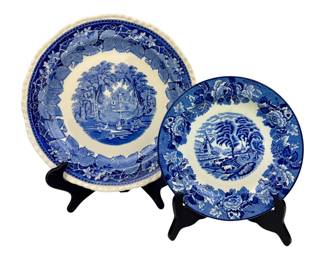 #139 • Two Vintage English China Plates - 13" Mason's Platter & 9" Enoch Woods English Scenery
