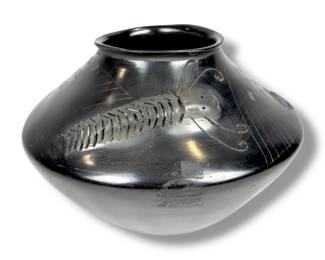 #174 • Native American Blackware Ceramic Pot with Millipedes
