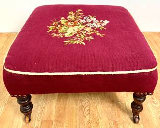 #134 • Antique Victorian Needlepoint Footstool
