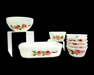 #73 • Vintage Collection of Anchor Hocking Fire King Peach Blossom Serving Dishes
