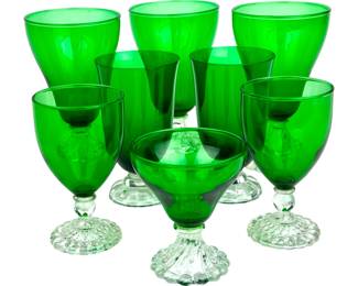 #72 • Collection of Vintage Anchor Hocking Forest Green Burple Inspiration Glassware
