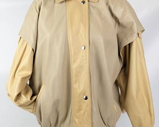 #53 • Vintage Maglia Sz 8 Two-Tone Yellow Leather Jacket
