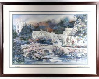 #16 • Lou Roman: "English Village" Signed LE Lithograph #306/900, Framed
