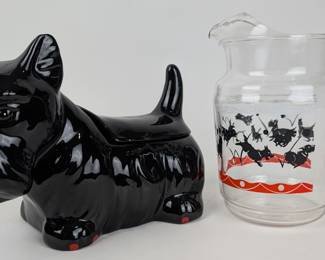 #62 • 1930s Depression Glass Scottie Pitcher and The Cookie Jar Company Scottie Jar
