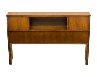 #23 • Bassett Tempo MCM Walnut Full Storage Headboard
