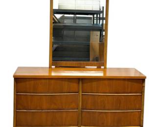 Bassett Tempo MCM Walnut Six Drawer Double Dresser