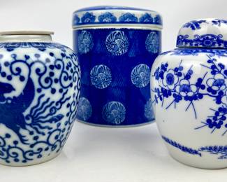 #128 • Trio of Blue & White Asian Ginger Jars
