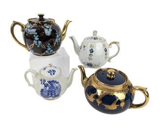 #29 • Four Hand-Painted English China Teapots
