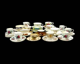 #126 • Collection of 16 Vintage Handpainted China Cups & Saucers from Around the World
