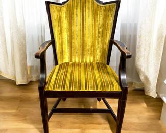 Vintage Upholstered Wooden Wingback Armchair                  LUX.BID