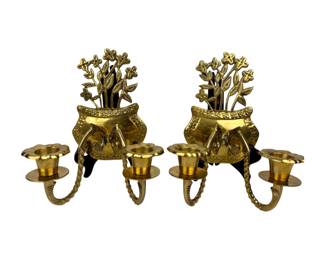 #140 • Pair of Brass Candle Sconces
