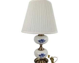 #46 • Dutch Delft Blue and White Porcelain Floral Table Lamp
