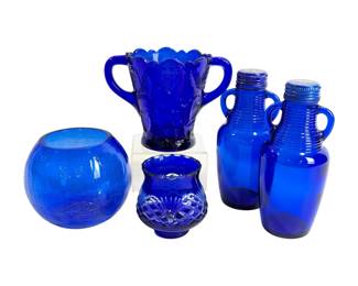#30 • Five Cobalt Blue Vintage Glass Collectibles
