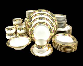 #117 • 64 PC. Bawo & Dotter Elite Works Limoges Pink Rose Dinnerware Set
