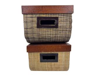 #144 • Two Woven Containers with Wood Covers
