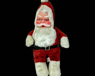 #185 • Vintage Rushton Style Plush Santa Claus with Rubber Face - 1950's
