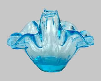 #115 • Murano Art Glass Sky Blue Basket
