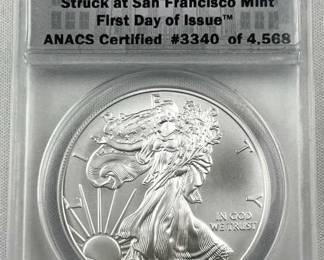 2012-S ANACS MS70 American Silver Eagle 1oz