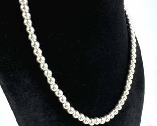 925 Silver Italy 6mm Bead Necklace
