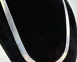 925 Silver Italy Flat Bright Herringbone Necklace