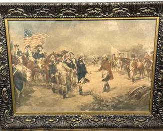 Antique Cornwallis Surrenders to Washington Print