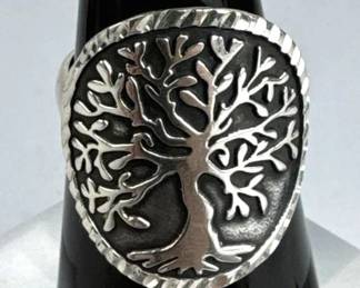 925 Silver Oxidized Tree of Life Ring