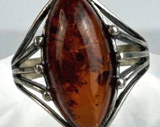 925 Silver Baltic Amber Ring