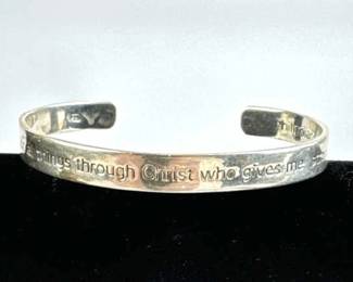 925 Silver Cuff Bracelet with Inscription