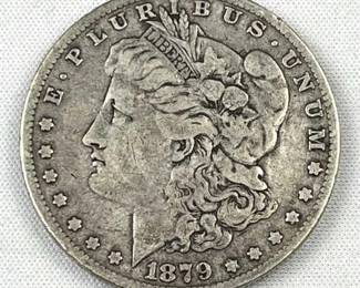 1879 Morgan Silver Dollar, US $1 Coin, XF+
