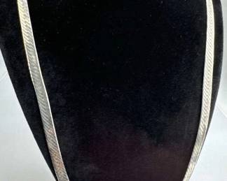 925 Silver Italy Flat Herringbone Chain Necklace