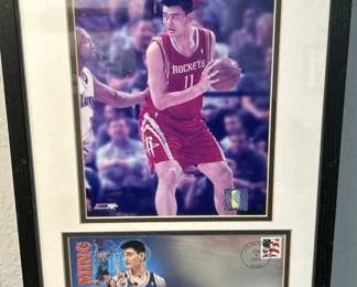 Yao Ming Framed Photo w/ 1st Day Stamp Cover