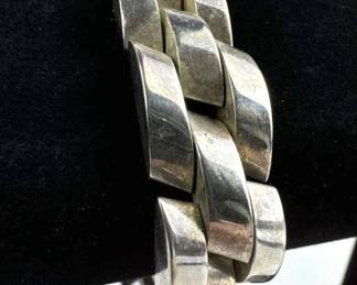 925 Silver Mexico Heavy Interlocking Link Bracelet