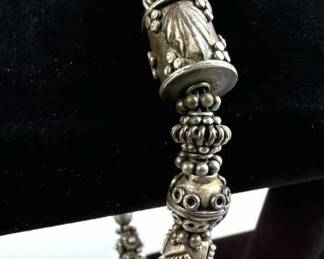 925 Silver Bali Style Ornate Beaded Bracelet