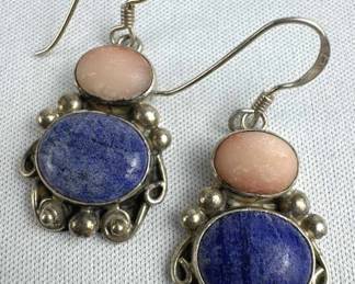 925 Silver Lapis Dangle French Loop Earrings
