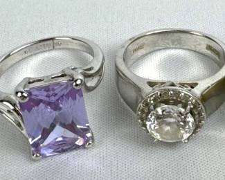 (2) 925 Silver CZ Rings