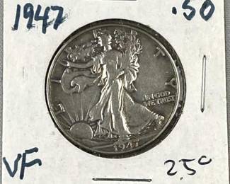 1947 Walking Liberty Silver Half Dollar, US 50c