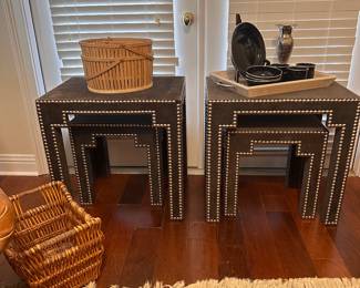 Leather covered stack tables
