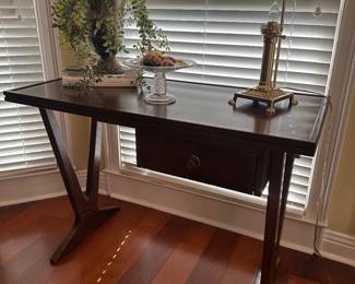 Desk wit brass lamp